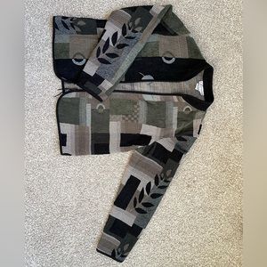 Dress Barn green, tan, and black patterned blazer